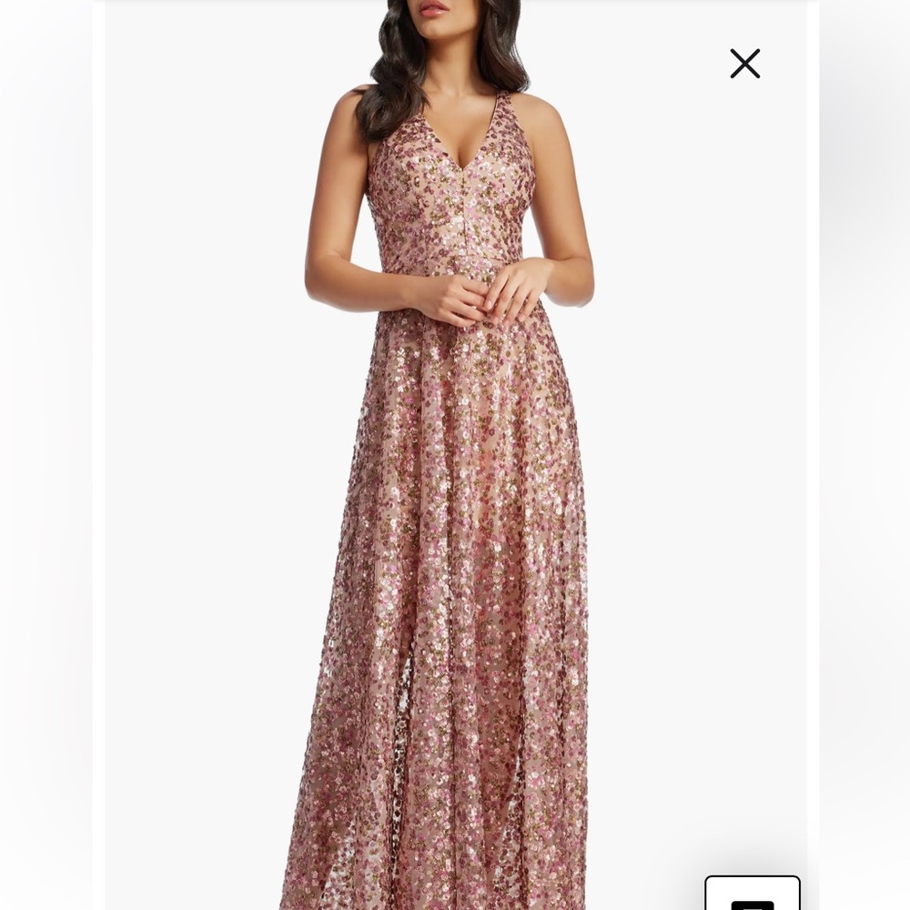 Dress the Population Rose Gold Sequin V-Neck Gown